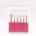 Cheap price 6pcs manicure tool silicone quartz diamond nail drill bits set for nail drill machine